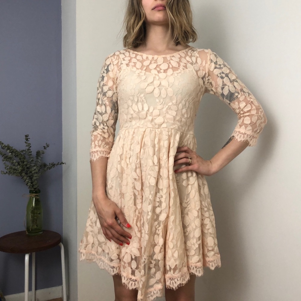 Free People Dusty Pink Lace Dress